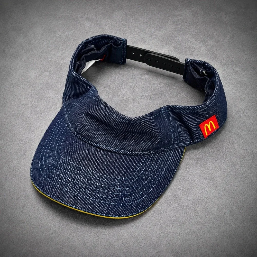 mcdonalds unisex visor hat promotional denim twill navy blue adjustable osfm
